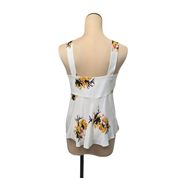 A.L.C. Tank Top Womens 8 White Floral Sleeveless Bow Tie Front Blouse Summer - Picture 2 of 8